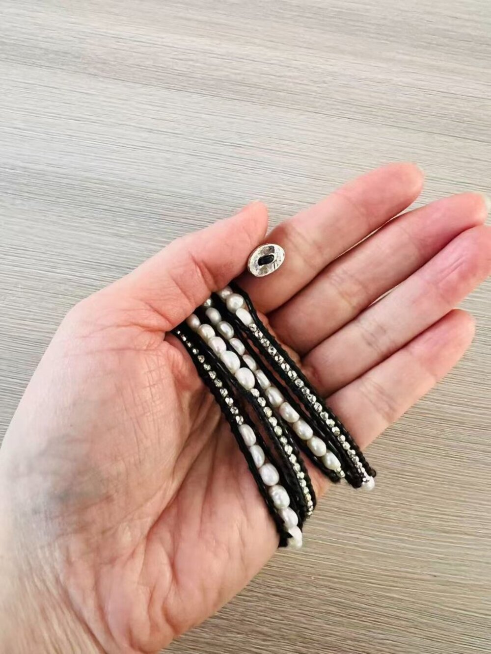 Vintage Cultured Freshwater Pearl Leather Wrap Bracelet